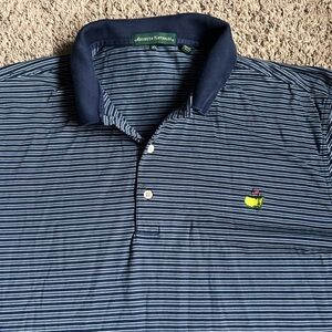 Vintage Augusta National Golf Polo Shirt XL Masters Tournament Blue Stripes